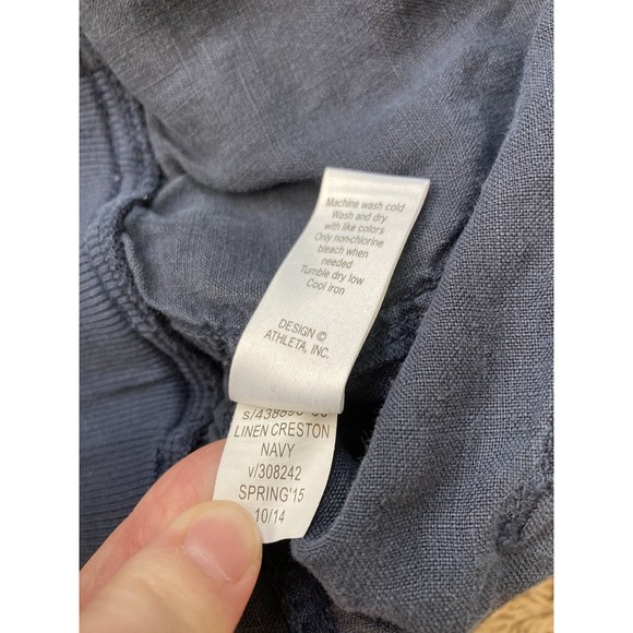 Athleta Women's 100% Linen Shorts Navy Blue 4" inseam Size 10 - Picture 10 of 11